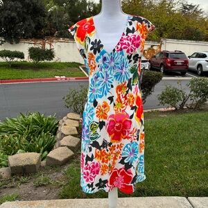 Jams World Floral Mini Dress - White with Red, Pink, Orange, Blue & Black